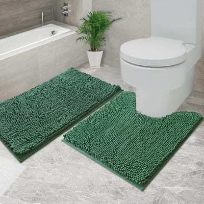 Chenille badmatten set 2-delig - Extra dik en absorberend met antislip bodem