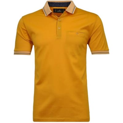 Ragman Polo Uni Contrast Detail Mercerized Cotton Maisgeel / male