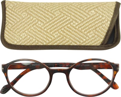 Lilly&June Leesbril Mat Havana met Metalen Decoratie +1 - Met Gevlochten Etui