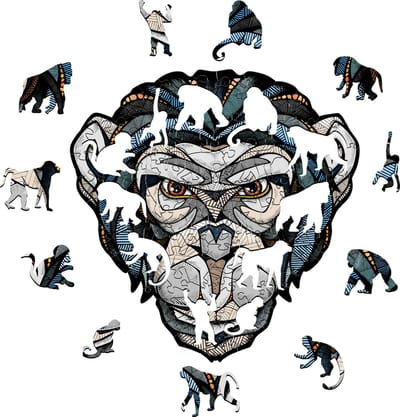 Eco Wood Art Houten Legpuzzel Chimpansee - Puzzel Volwassenen - Dierenpuzzel - Hout