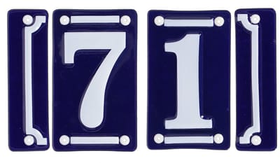 Best for Boots huisnummer 71 met sierrand - Oudhollands - emaille - blauw/wit