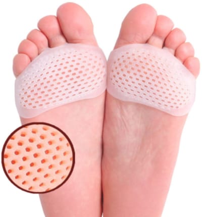 Oneay 10 paar unisex voorvoetkussentjes om de druk op de voeten te verlichten; comfortabele, ademende, elastische en niet-plakkerige inlegzolen voor dames met hoge hakken.
