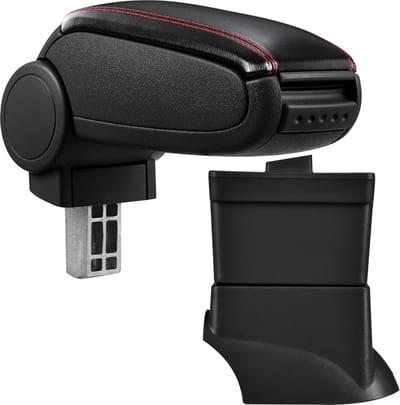 Armsteun Fiat 500 2007-2017 kunstleer zwart met rood stiksel