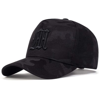 Casquettes de Baseball Unisexes Broderie Lettre M Gothique Printemps Automne Extérieur Réglable Casquettes Décontractées Chapeau Anti-Soleil Casquette de Sport black