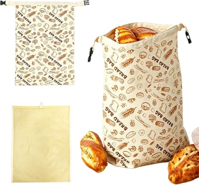Broodzakjes van bijenwas 32x43 cm - Herbruikbare broodzakjes van bijenwas - Set van katoen met bijenwa - Met voering van bijenwasdoek - Om brood en gebak vers te houden