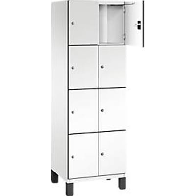 C+P Cambio lockerkast, 2 vakken, 8 vakken, op poten, B 600 x D 525 x H 1980 mm, verkeerswit/wit