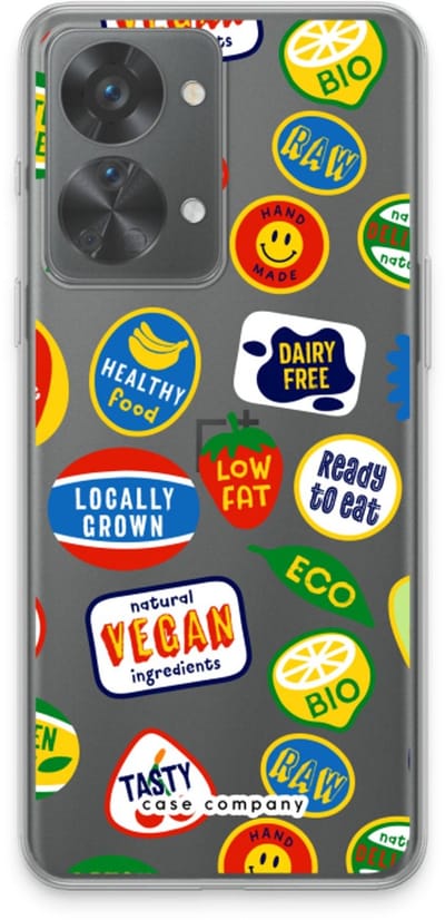 Case Company® - Hoesje geschikt voor OnePlus Nord 2T hoesje - Fruitsticker - Soft Cover Telefoonhoesje - Bescherming aan alle Kanten en Schermrand