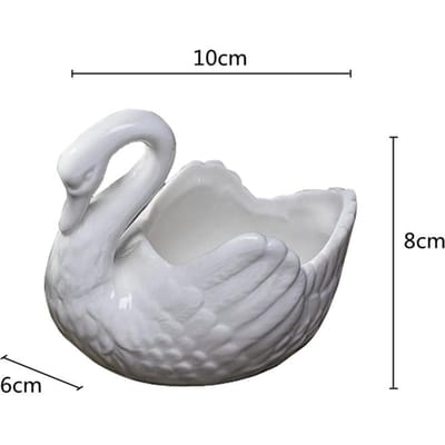 Witte Keramische Bloempot Zwaan Vetplantenpot Kandelaar Sieraden Opbergbak Bloempot Witte Porseleinen Vaas Decoratie 10X6x8cm white