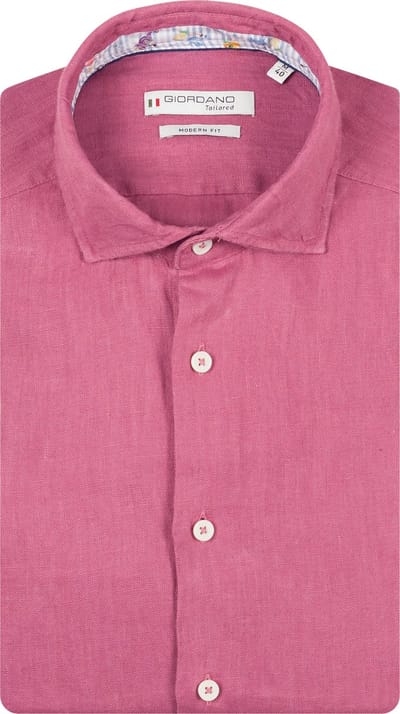 Giordano – Row – Heren Overhemd - Cutaway kraag – Linnen Overhemd - Roze - 617810-51