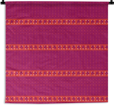 Wandkleed - Wanddoek - Olifant - Design - Roze - 180x180 cm - Wandtapijt