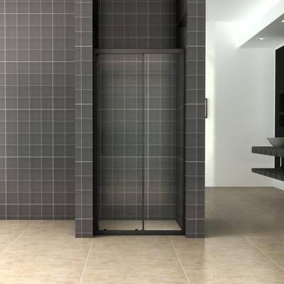 Wiesbaden Skyline nis schuifdeur 1200 x 2000 x 8 mm nano helder glas/mat zwart