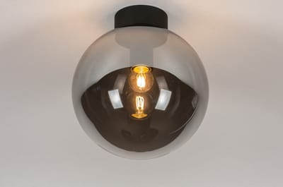 Lumidora Plafondlamp 73956 - Plafonniere - DRUP - E27 - Zwart - Grijs - Metaal - Badkamerlamp - ⌀ 25 cm