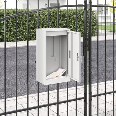 Brievenbus met slot - Postbak - Buitenpost ontvangen - Waterafstotend staal - 30x23x55 cm - Wit