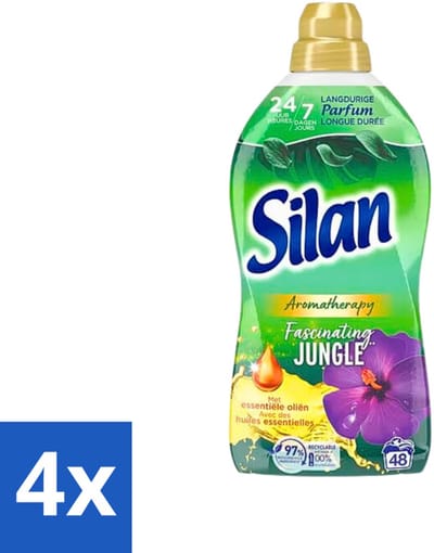 Silan Aromatherapy - Wasverzachter - Fascinating Jungle - Essentiële Oliën en Langdurige Parfum - 48 Wasbeurten - 1.056L - Voordeelverpakking - 4 stuks