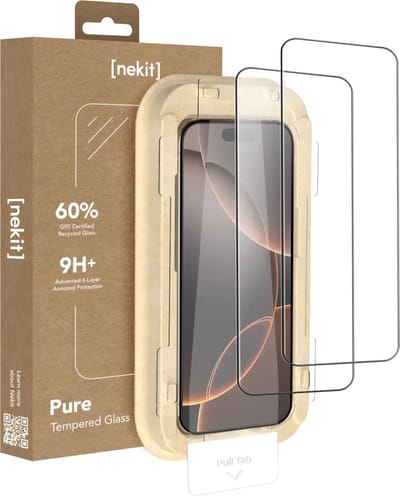 NEKIT Pure - Duo Pack Tempered Glass Geschikt voor Apple iPhone 16 Pro Max - 9H+ Gehard - GRS Gerecycled Glas - Screen Protector met Installatiebox - Case Friendly
