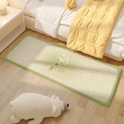 Tapis Ins Cachemire d'Imitation Chambre Couverture de Lit Chambre d'Enfants Long Tapis de Pied Peut Dormir et S'asseoir Coussin Tapis de Sol Antidérapant 40 * 60cm [crystal cashmere flannel]