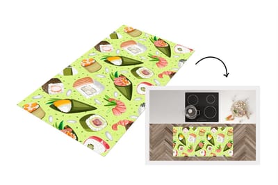 Keukenloper - Loper keuken - Patronen - Sushi - Japan - Groen - 120x60 cm - Keukenloper vinyl