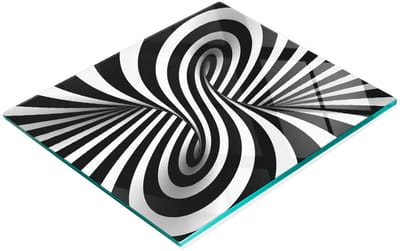 Stijlvol en duurzaam glazen paneel met abstracte wervelprint, 60x52 cm