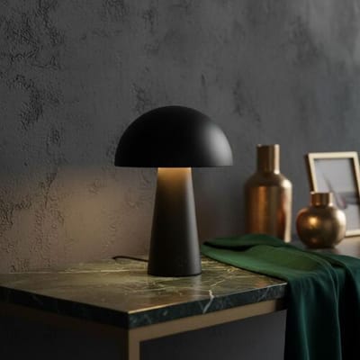 LUSENZ Arvento - Paddenstoel lamp oplaadbaar Zwart 20 cm - Tafellamp horeca - Dimbaar - Retro design - USB-C - IP44 voor buiten - 3000K/4500K/6000K