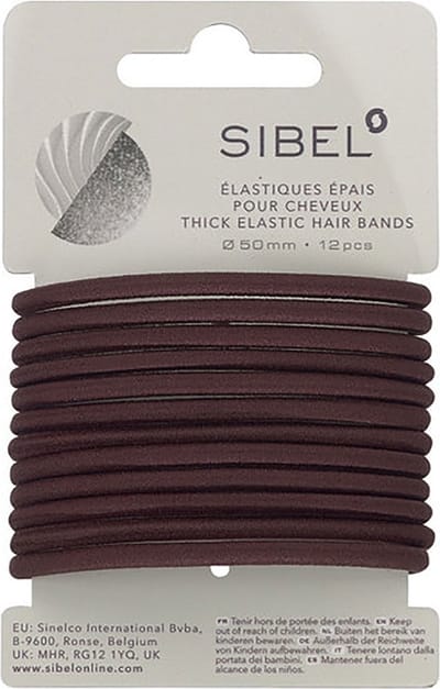 Sibel - Thick Elastic Hair Bands - Brown - 12 Stuks