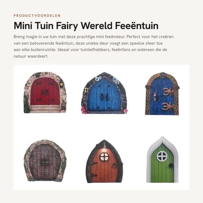 Dailygoods- Deuren Set van 6 - Mini Tuin Decoratie - Feeëndeuren - Buitendecoratie - Houten Decoratie - Afmetingen 3,54x3 inch - Tuindecoratie