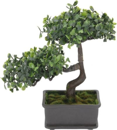 H&S Collection Kunstplant Bonsai boompje in pot - Japans decoratie - 27 x 16 x 24 cm - Groene blaadjes