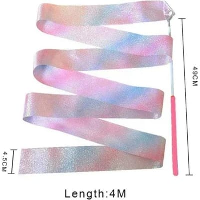 Équipement de gymnastique rythmique de 2 m et 4 m, banderole de ballet, ruban de danse, tige de danse rythmique, bâton arc-en-ciel, étoile clignotante d'entraînement