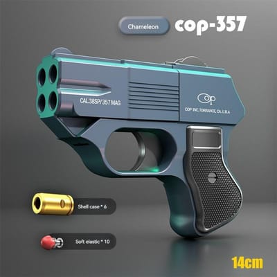 COP 357 Pistool Zacht Kogel Huls Werpend Speelgoedpistool Continue Schietende Blaster Mini Pistool Luchtpistool Voor Volwassen Jongens Verjaardagscadeaus blauw