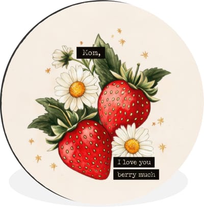 WallCircle - Wandcirkel - Muurcirkel - Aardbeien - Madeliefjes - Quote - Sterretjes - Aluminium - Dibond - 30x30 cm - Binnen en Buiten