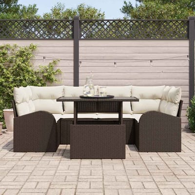 vidaXL - Tuinbank - Set - 7 - st - Bruin - poly - rattan
