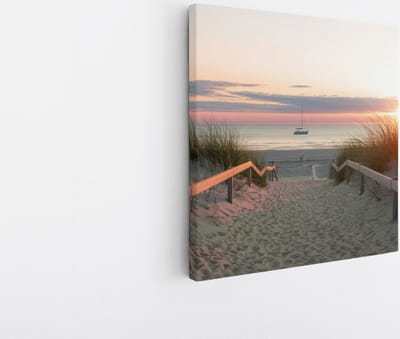 Saammp Canvas Schilderij - Pad naar het strand - Nederland - Landschap - Natuur - 20x20 - Foto op canvas - Wanddecoratie - Muurdecoratie Woonkamer - Slaapkamer decoratie - Canvas Print