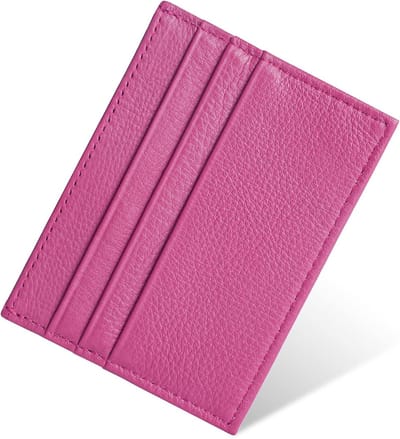 Dunne Minimalistische Creditcardhouder van Leer met RFID Bescherming - 6 Kaartsleuven en 1 Zak voor Dames en Heren, Ideaal voor Voorzak en Reizen