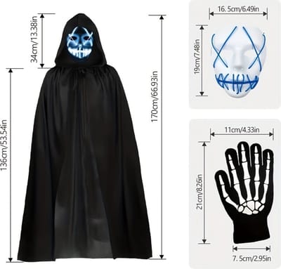 Bovista Halloween Kostuum - Halloween Outfit - Volwassenen - Schedel - Mantel - Set - Costume - Wit - Carnaval
