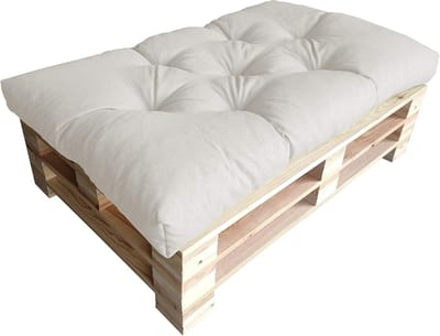 Palletkussen Schuimvlokken - Palletbank Kussen - Buiten Zitten - Op Maat Gemaakt - 120 X 80 Cm - Ivoor