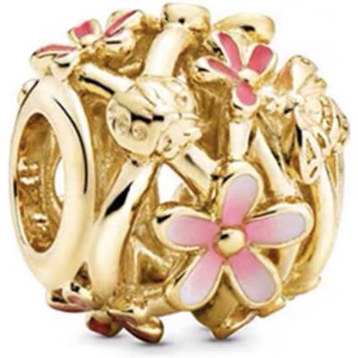 Gouden Bloemen Serie Collectie Bedels Kersentak Bloesem Roze Margriet Bloem Roos in Bloei Kralen Passend voor Armbanden Diy Mode Sieraden Cadeau beige