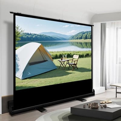 Projectiescherm Vloerstaand - Draagbaar Filmscherm - Films Kijken - Handmatig Oprolbaar - 60 inch 16:9/4:3 - Wit