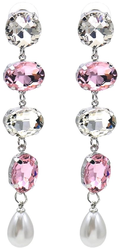 Oorbellen kristal - zilverkleurig - 8 cm