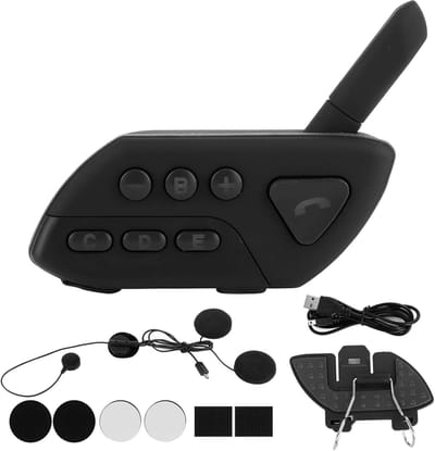 Motorhelm Communicatie - Groepsintercom Headset - Veilig Motorrijden - Tot 800m Bereik - 5 Persoons Koppeling - Zwart