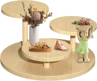 Houten Displaystandaard - Opbergrek Organizer - Sieraden Tonen - Drie Niveaus Ontwerp - 13 cm Breed - Houtkleur