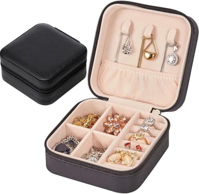Elegante Reisjuwelendoos van PU Leer voor Sieraden, Oorbellen, Kettingen en Ringen - Zwart