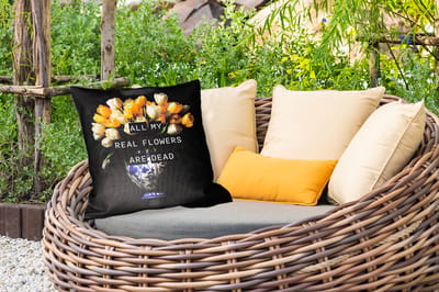 Buitenkussen Weerbestendig - Quotes - Bloem - Tulp - Geel - 50x50 cm