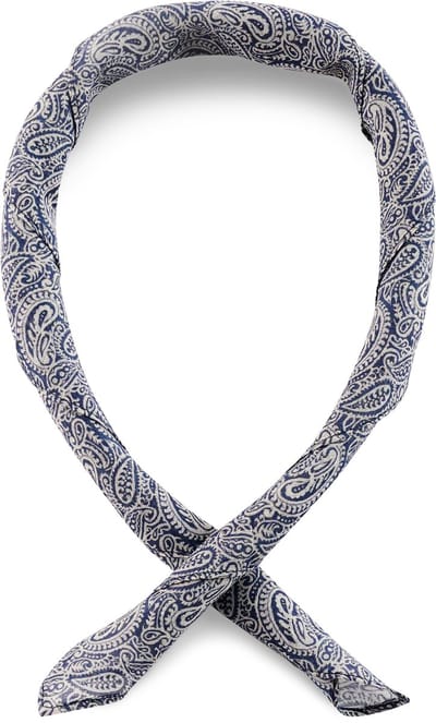 Katoenen halsdoek met donkerblauw en beige paisleymotief