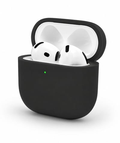 Enluxe Case geschikt voor Airpods 4 – Zwart - Premium Siliconen Hoesje, Valbescherming & Spatwaterdicht, Draadloos Opladen Compatibel