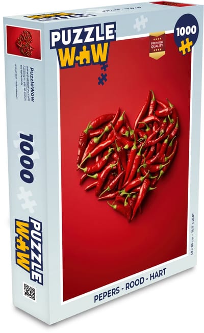 Puzzel Pepers - Rood - Hart - Legpuzzel - Puzzel 1000 stukjes volwassenen