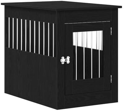 JOYNEXTBUY - Hondenbench Meubel - Houten Hondenkooi in Bijzettafel Stijl - Voor Kleine en Middelgrote Honden - Hondenhuis - Zwart