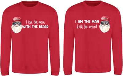 Foute kersttruien voor koppels-matching set voor hem en haar-i love the man with the beard-Maat S