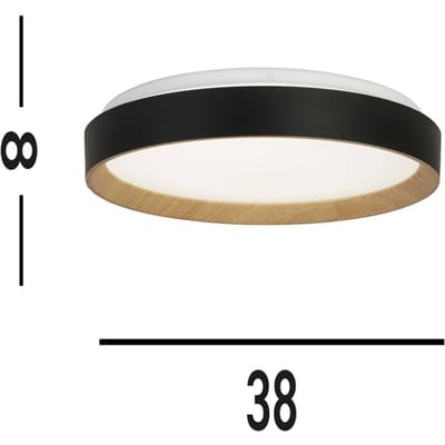 Searchlight Sorrento plafondlamp zwart/houten decor Ø 38 cm Afstandsbediening