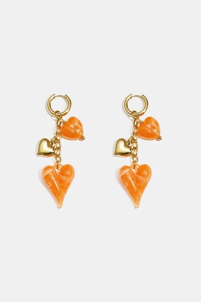 WK Oranje Oorbellen van roestvrij staal met hartjesmotief, casual, dagelijks en romantisch, dames sieraden