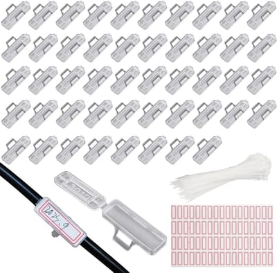 Box met kabellabels voor elektrische kabels - 50 stuks - herbruikbare kabelmarkers.