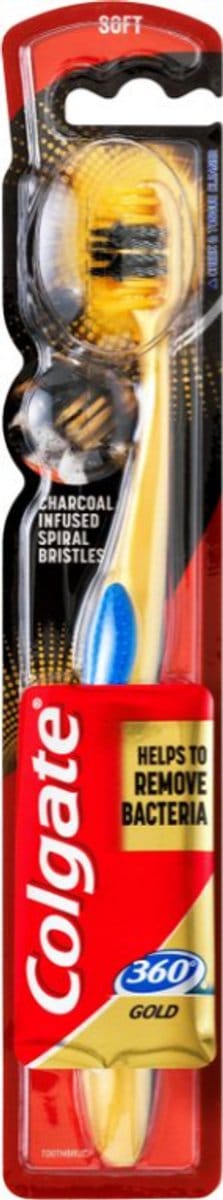 Colgate - Tandenborstel - 360 Charcoal Gold Soft - Zwart/Goud - 1 Tandenborstel